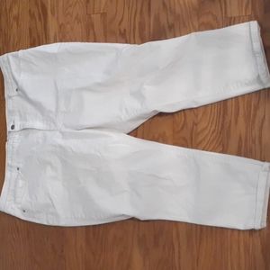 Womens Crown & Ivy High Rise Skinny Crop white cotton pants 22W plus size